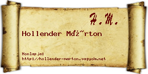 Hollender Márton névjegykártya